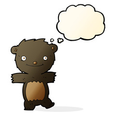 cartoon black bear cub with thought bubble