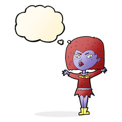 cartoon vampire girl with thought bubble