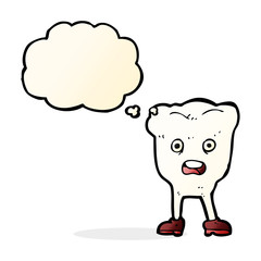 cartoon tooth with thought bubble