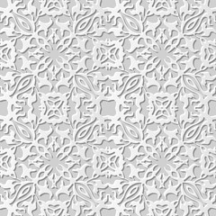Vector damask seamless 3D paper art pattern background 008 Kaleidoscope Cross
