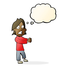cartoon shocked man with thought bubble