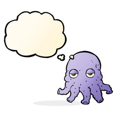 cartoon alien squid face with thought bubble