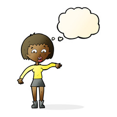 cartoon surprised woman with thought bubble