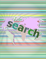 SEO web development concept: words Search on digital background vector illustration