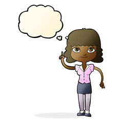 cartoon woman with idea with thought bubble