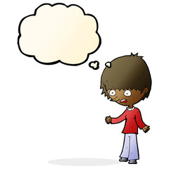 cartoon stressed out woman with thought bubble