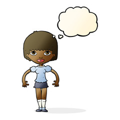 cartoon girl with thought bubble