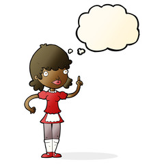 cartoon maid with thought bubble