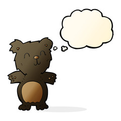 cartoon cute black bear cub with thought bubble