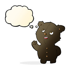cartoon cute black bear cub with thought bubble