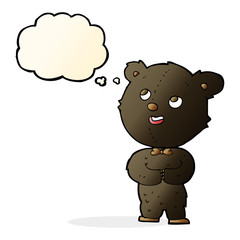 cartoon cute teddy bear with thought bubble