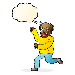 cartoon evil old man with thought bubble