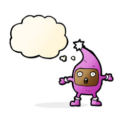 cartoon funny creature with thought bubble