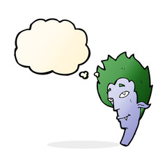 cartoon vampire head with thought bubble