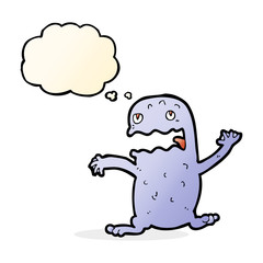 cartoon funny frog with thought bubble