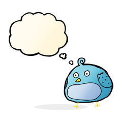 Fototapeta premium cartoon fat bird with thought bubble