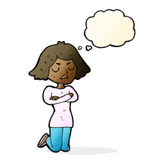 cartoon annoyed woman with thought bubble