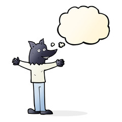 cartoon werewolf with thought bubble