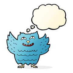 cartoon happy owl with thought bubble