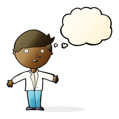 cartoon man in casual jacket with thought bubble