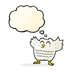 cartoon black bird with thought bubble