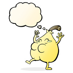 a nice pear cartoon with thought bubble