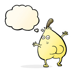 a nice pear cartoon with thought bubble