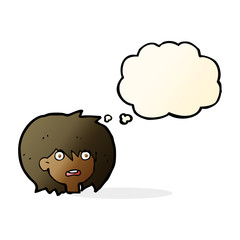 cartoon shocked expression  with thought bubble