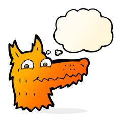 cartoon fox head with thought bubble