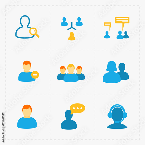 "People flat icons set on White." Stock image and royalty-free vector