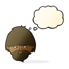 cartoon bearded man with thought bubble