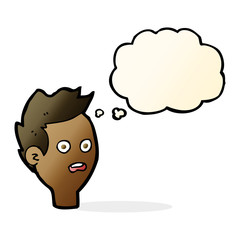cartoon shocked man with thought bubble