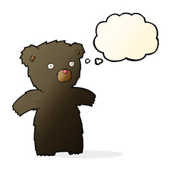 cartoon black bear with thought bubble