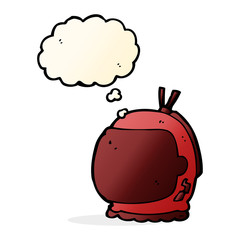 cartoon astronaut helmet with thought bubble