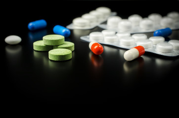Colored medical tablets