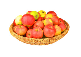 Red apple in a wattled basket