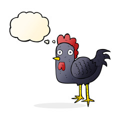 cartoon chicken with thought bubble