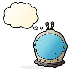 cartoon astronaut helmet with thought bubble