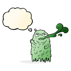 gross cartoon ghost with thought bubble