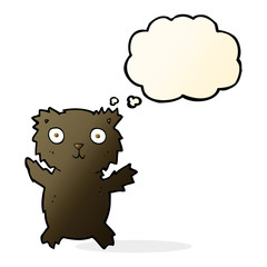 cartoon black bear with thought bubble