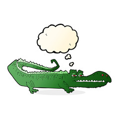 cartoon crocodile with thought bubble