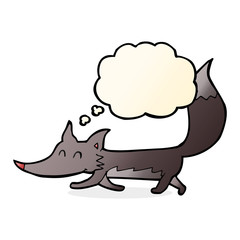 cartoon little wolf with thought bubble