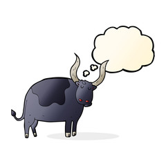 cartoon ox with thought bubble