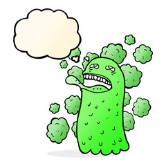 cartoon funny ghost with thought bubble
