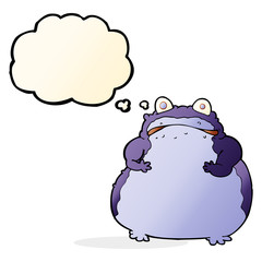 cartoon fat frog with thought bubble