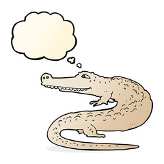 cartoon alligator with thought bubble