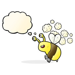 cartoon happy bee with thought bubble