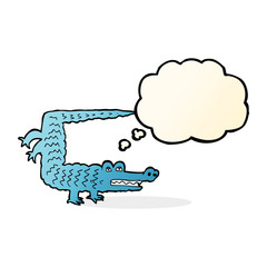 cartoon crocodile with thought bubble