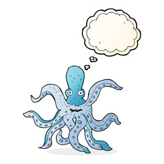 cartoon giant octopus with thought bubble