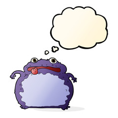 cartoon funny frog with thought bubble